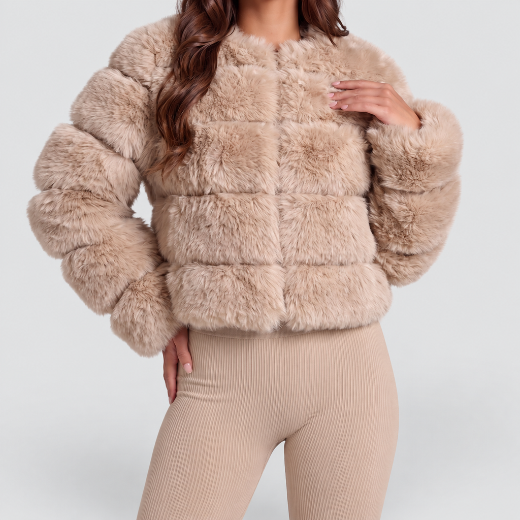 Women's Collarless Faux Fur Coat — view 6