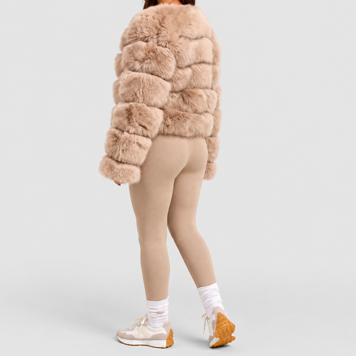 Women's Collarless Faux Fur Coat — view 7