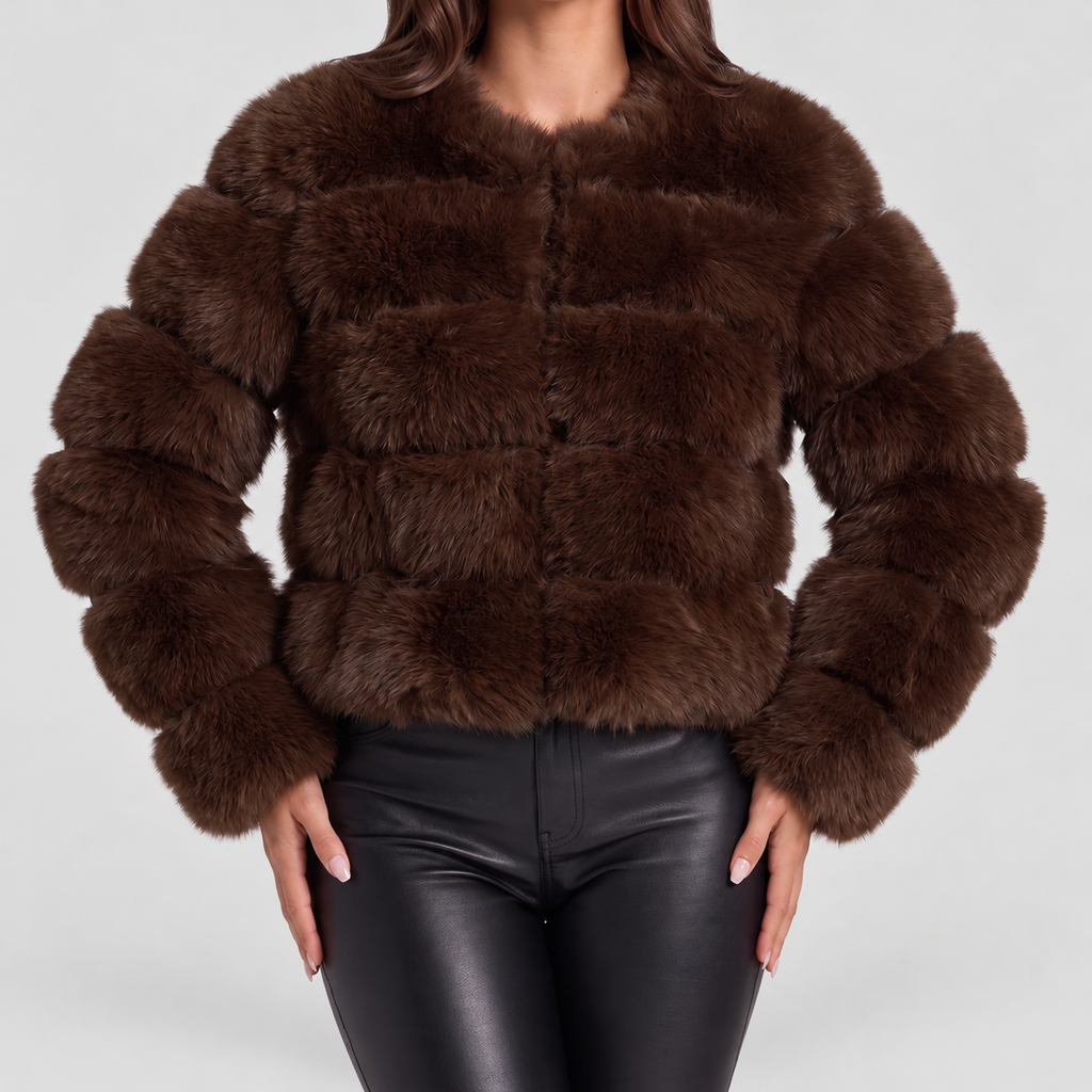 Women's Collarless Faux Fur Coat — view 10