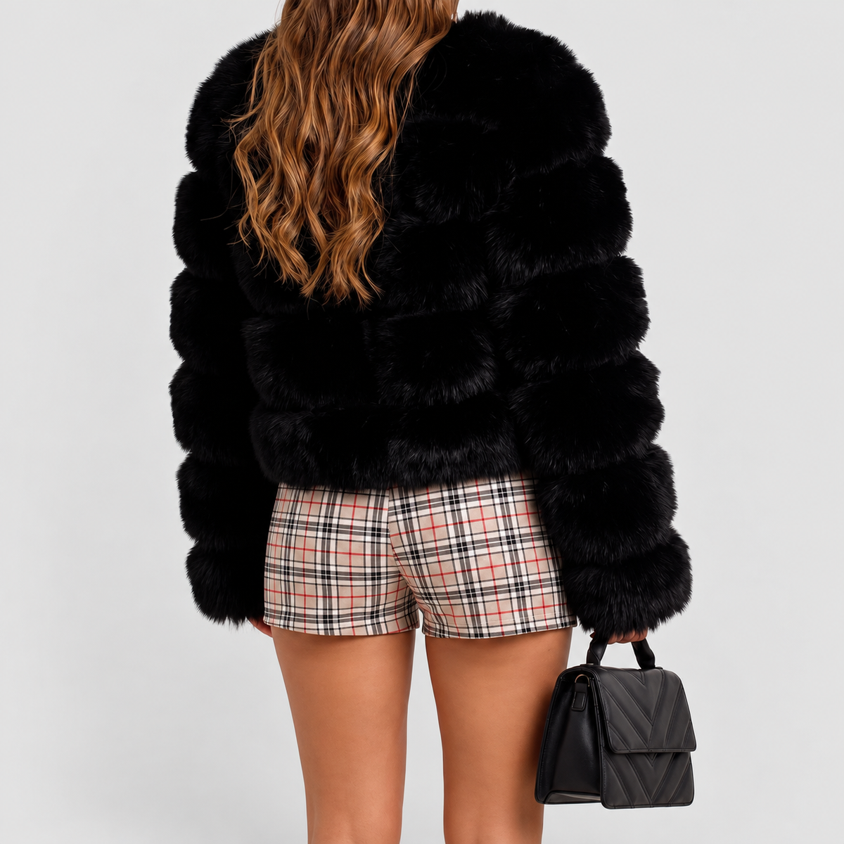 Women's Collarless Faux Fur Coat — view 21
