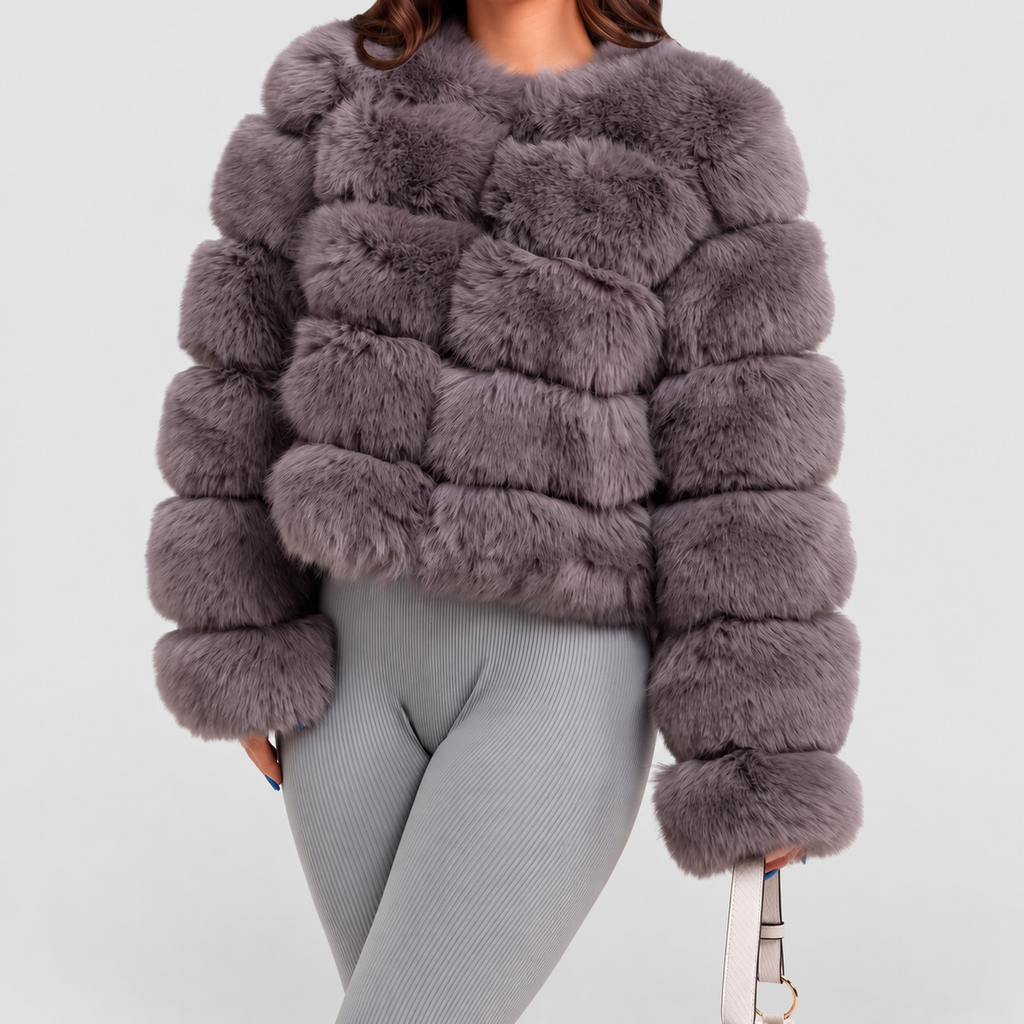 Women's Collarless Faux Fur Coat — view 24