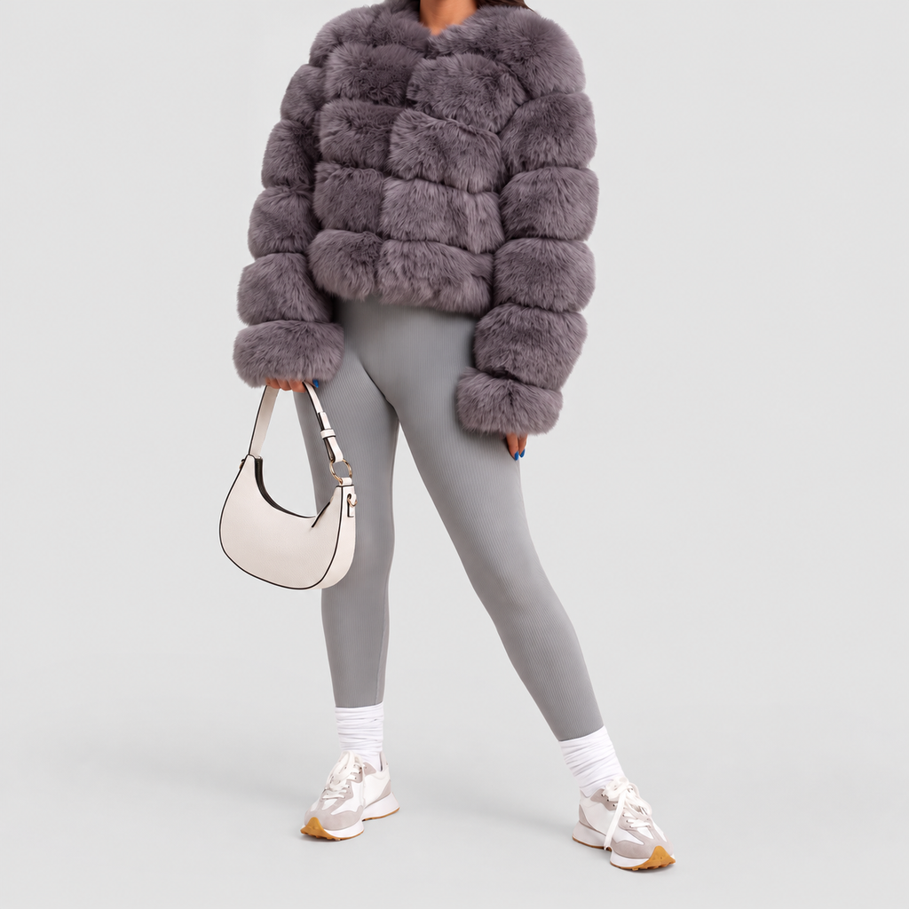 Women's Collarless Faux Fur Coat — view 25