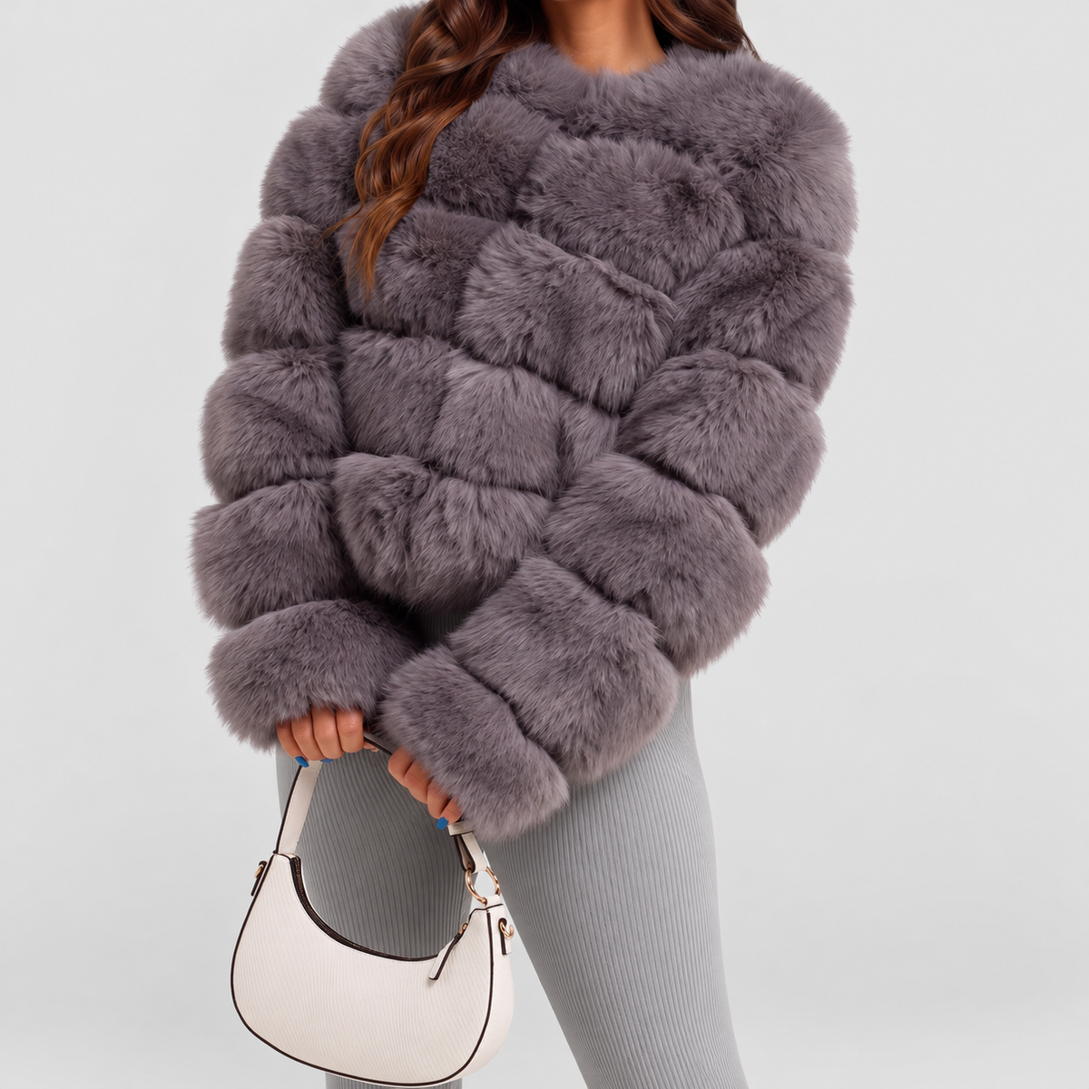 Women's Collarless Faux Fur Coat — view 26