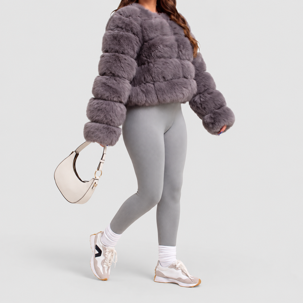 Women's Collarless Faux Fur Coat — view 27