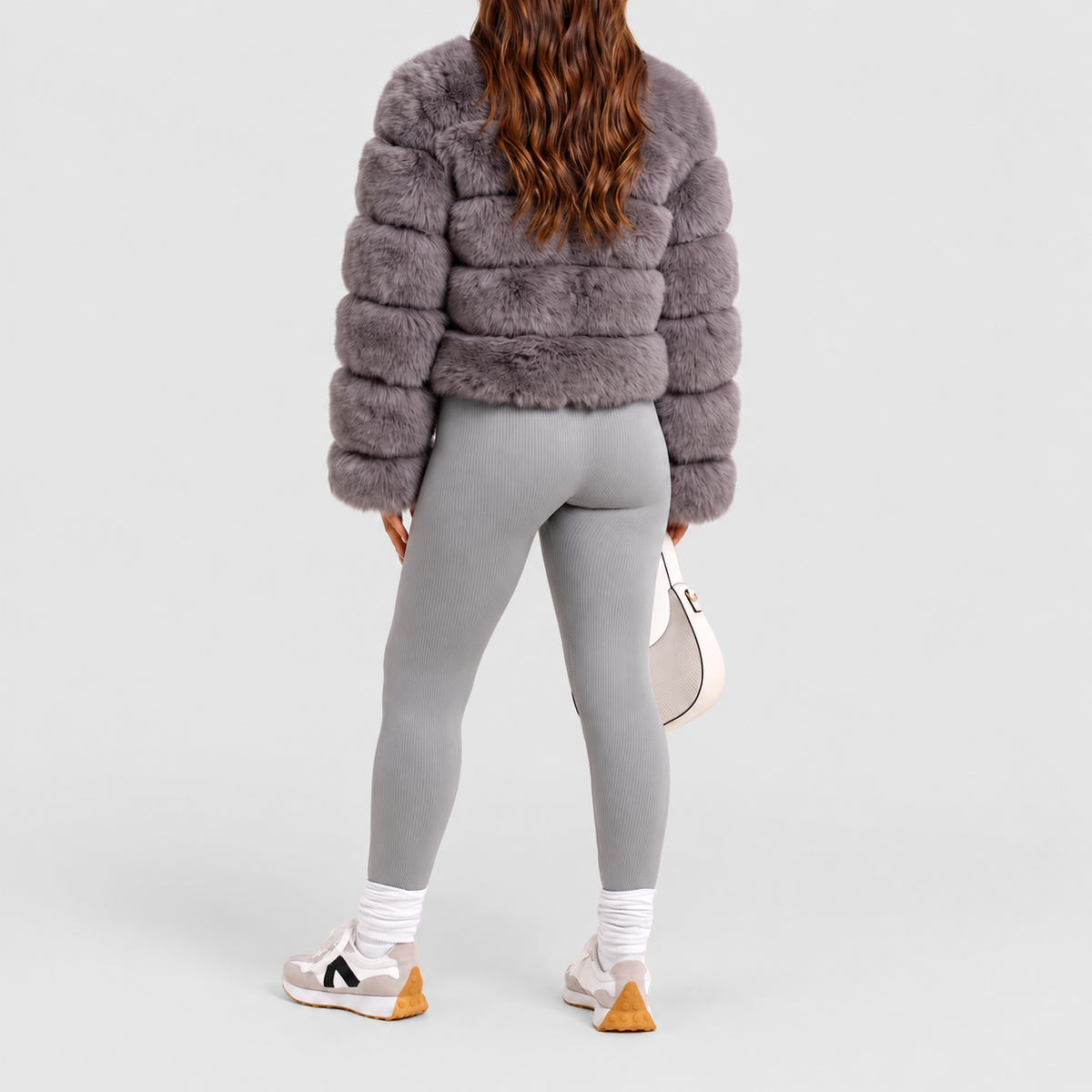 Women's Collarless Faux Fur Coat — view 28