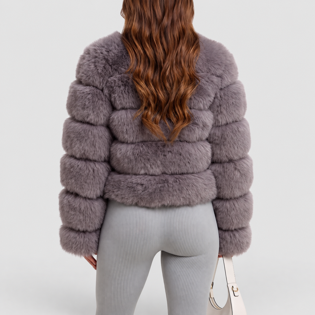 Women's Collarless Faux Fur Coat — view 29