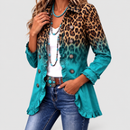 Women's Leopard Ombre Ruffle Blazer Jacket — view 2