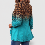 Women's Leopard Ombre Ruffle Blazer Jacket — view 4