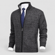 Conrad | Men's Fleece-Lined Zip-Up Knit Cardigan with Stand Collar
