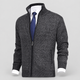 Conrad | Men's Fleece-Lined Zip-Up Knit Cardigan with Stand Collar