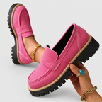 Women's Slip-On Loafers with Chunky Tread Sole in Pink — view 2