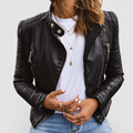 Women's Quilted Biker Jacket in Black — view 1