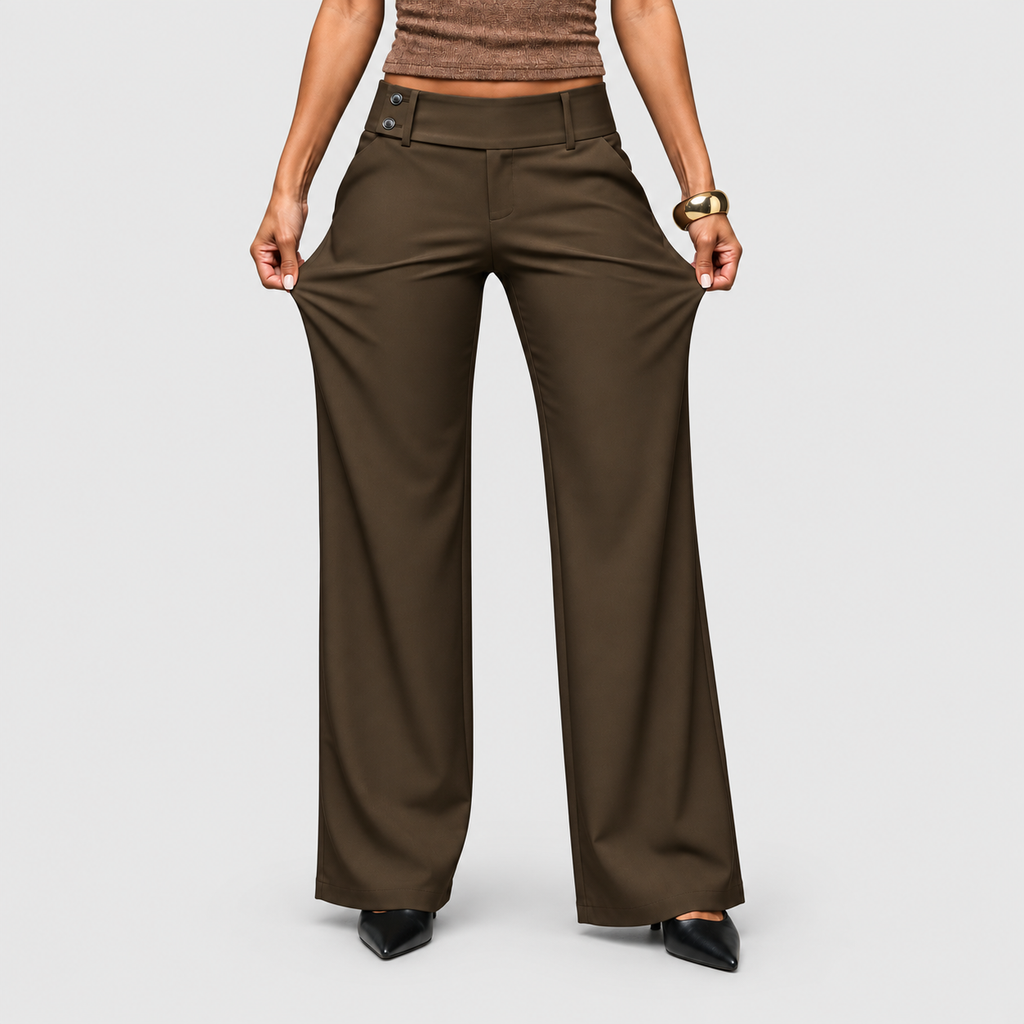 Women's High-Waist Wide-Leg Trousers with Double-Button Waist — view 3