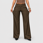 Women's High-Waist Wide-Leg Trousers with Double-Button Waist — view 3