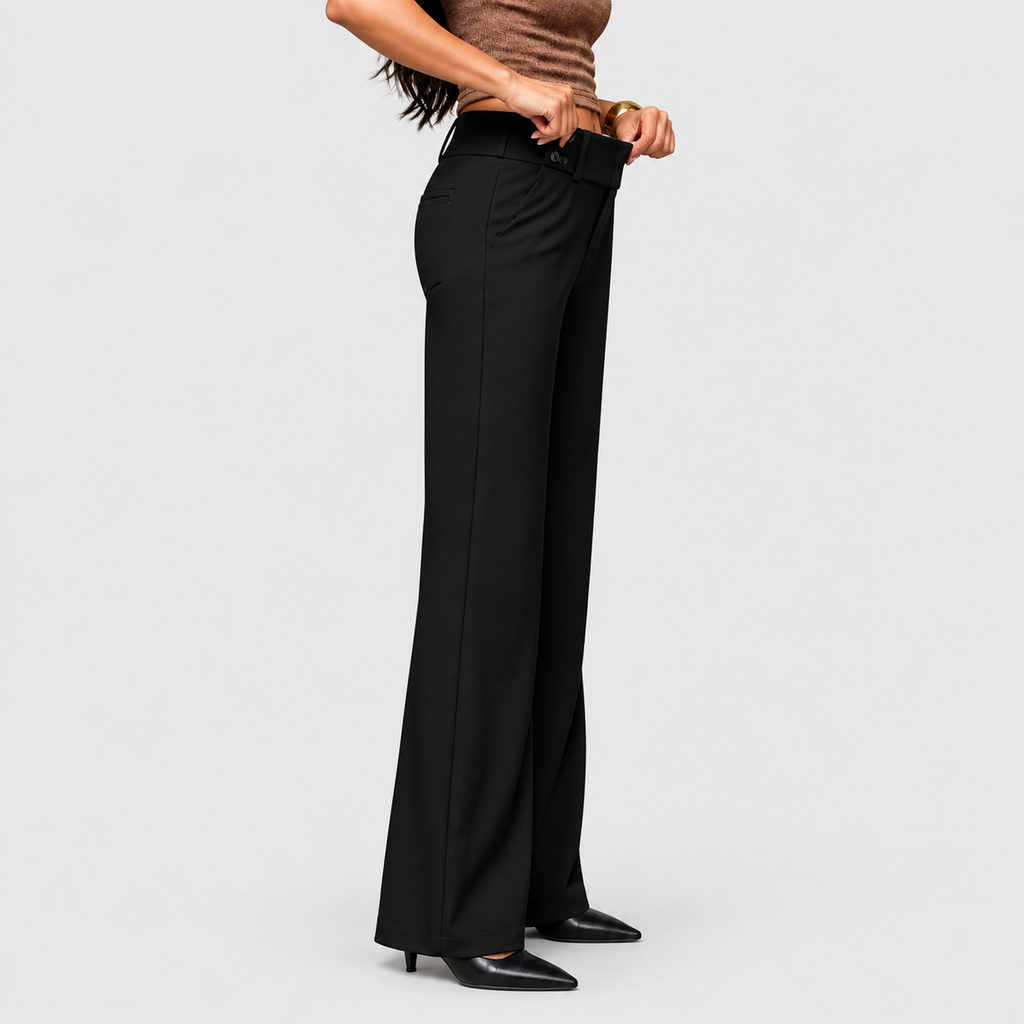 Women's High-Waist Wide-Leg Trousers with Double-Button Waist — view 5
