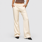 Women's High-Waist Wide-Leg Trousers with Double-Button Waist in Khaki — view 10