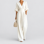 Women's Wrap-Front Wide-Leg Jumpsuit with Defined Waist — view 4
