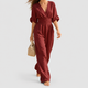 Cordelia | Women's Wrap-Front Wide-Leg Jumpsuit with Defined Waist