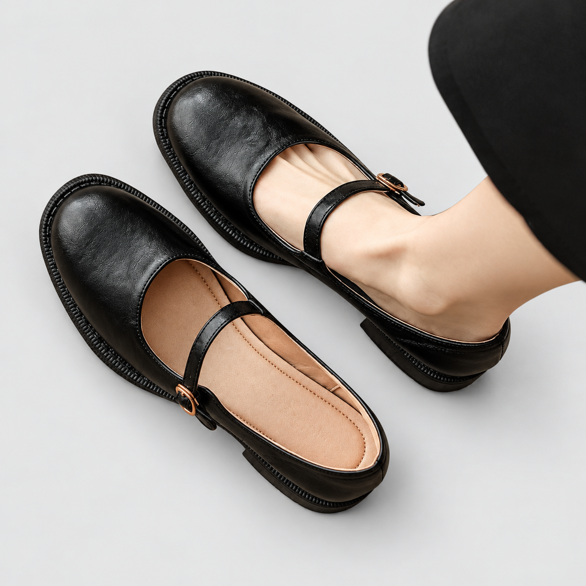 Women's Round-Toe Mary Jane Shoes with Buckle Strap — view 1