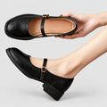 Women's Round-Toe Mary Jane Shoes with Buckle Strap in Black — view 2