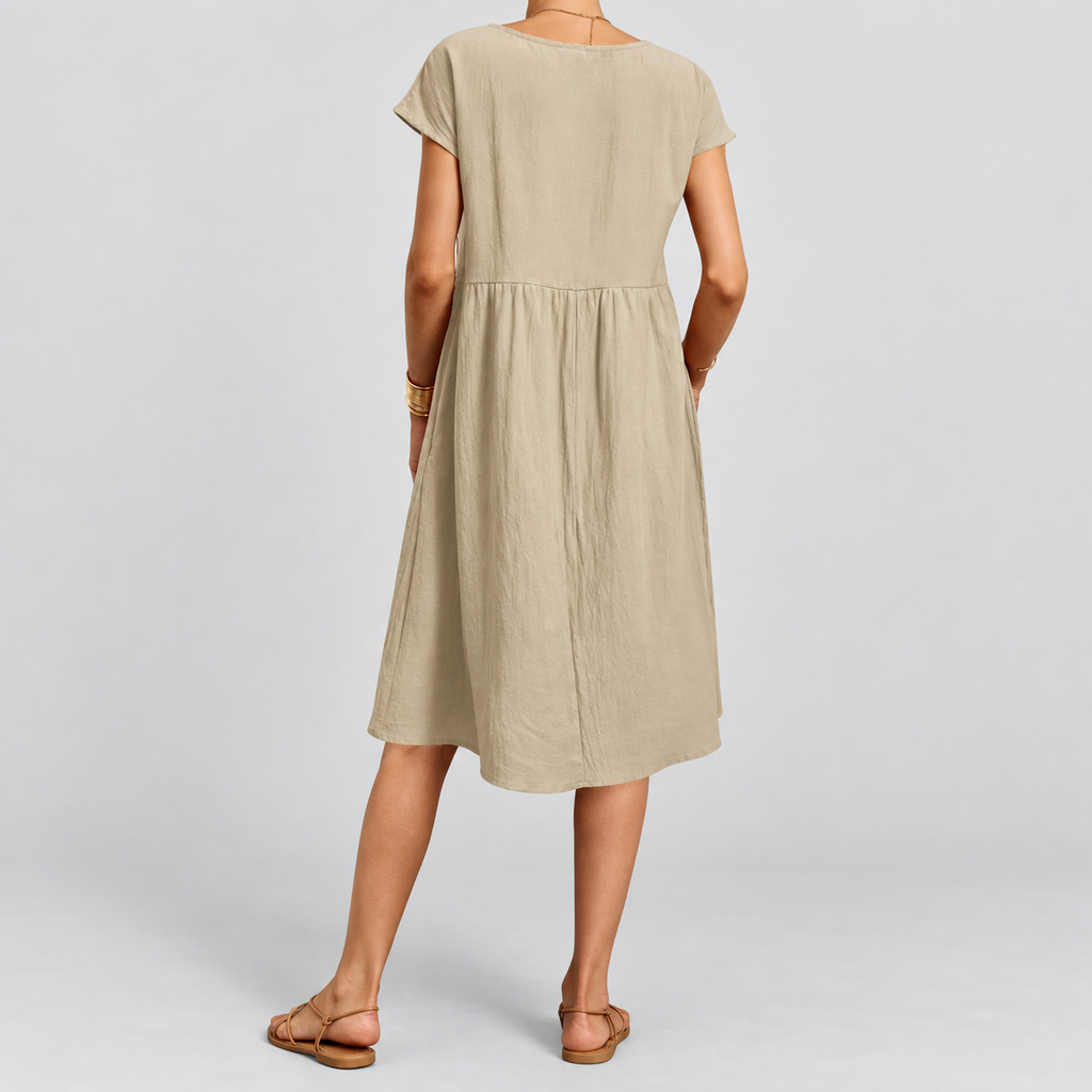 Women's Short-Sleeve Midi Dress with Pockets — view 4