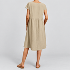 Women's Short-Sleeve Midi Dress with Pockets — view 4