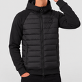 Men's Hooded Hybrid Quilted Jacket in Black — view 1