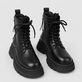 Women's Platform Lace-Up Ankle Boots in Black — view 1