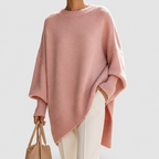 Women's Oversized Asymmetric Hem Jumper in Pink — view 6