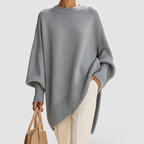 Women's Oversized Asymmetric Hem Jumper in Grey — view 9