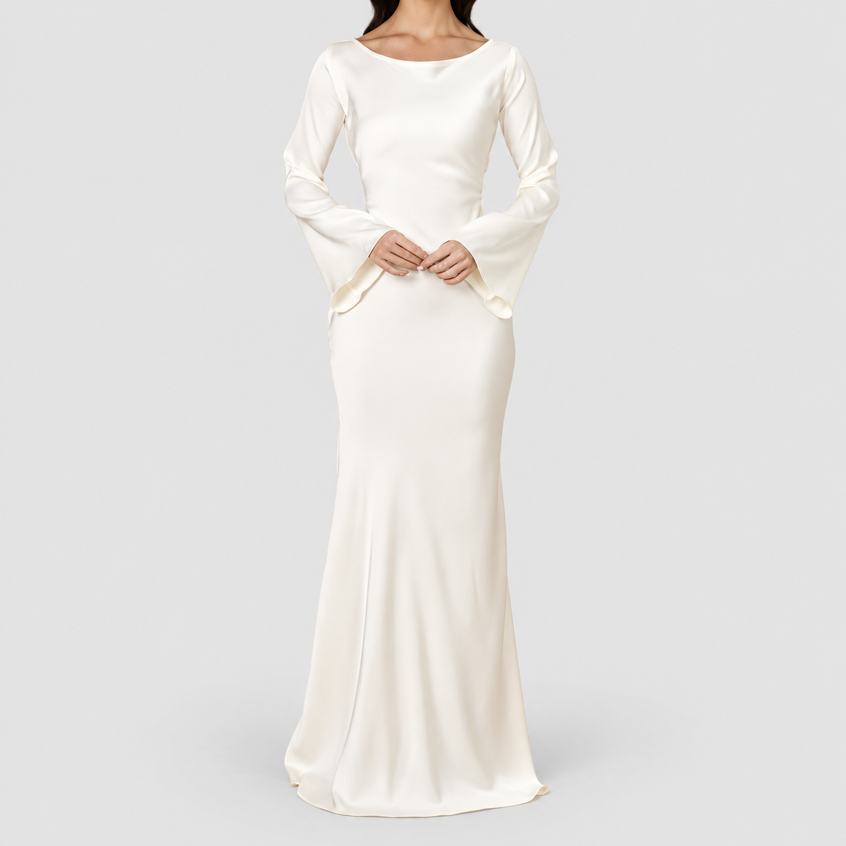 Women's Long-Sleeve Maxi Dress with Fitted Bodice — view 9