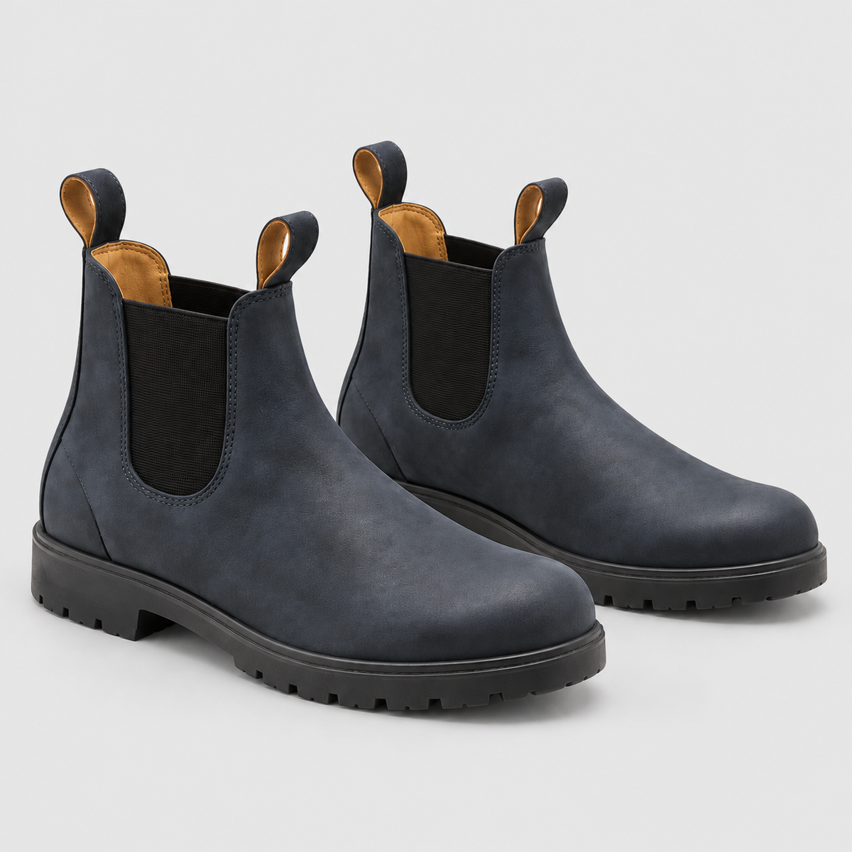 Men's Faux Leather Chelsea Boots with Pull Tabs and Lug Sole — view 4