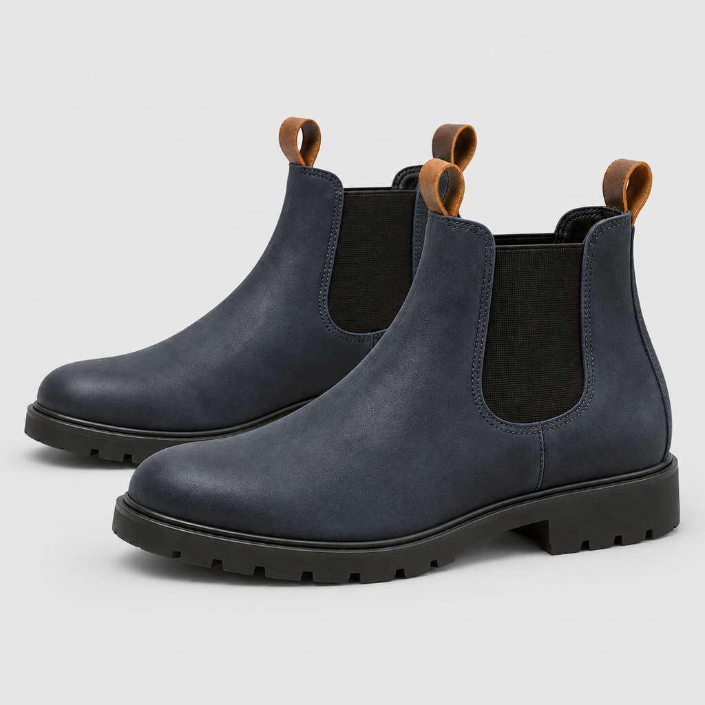 Men's Faux Leather Chelsea Boots with Pull Tabs and Lug Sole — view 5