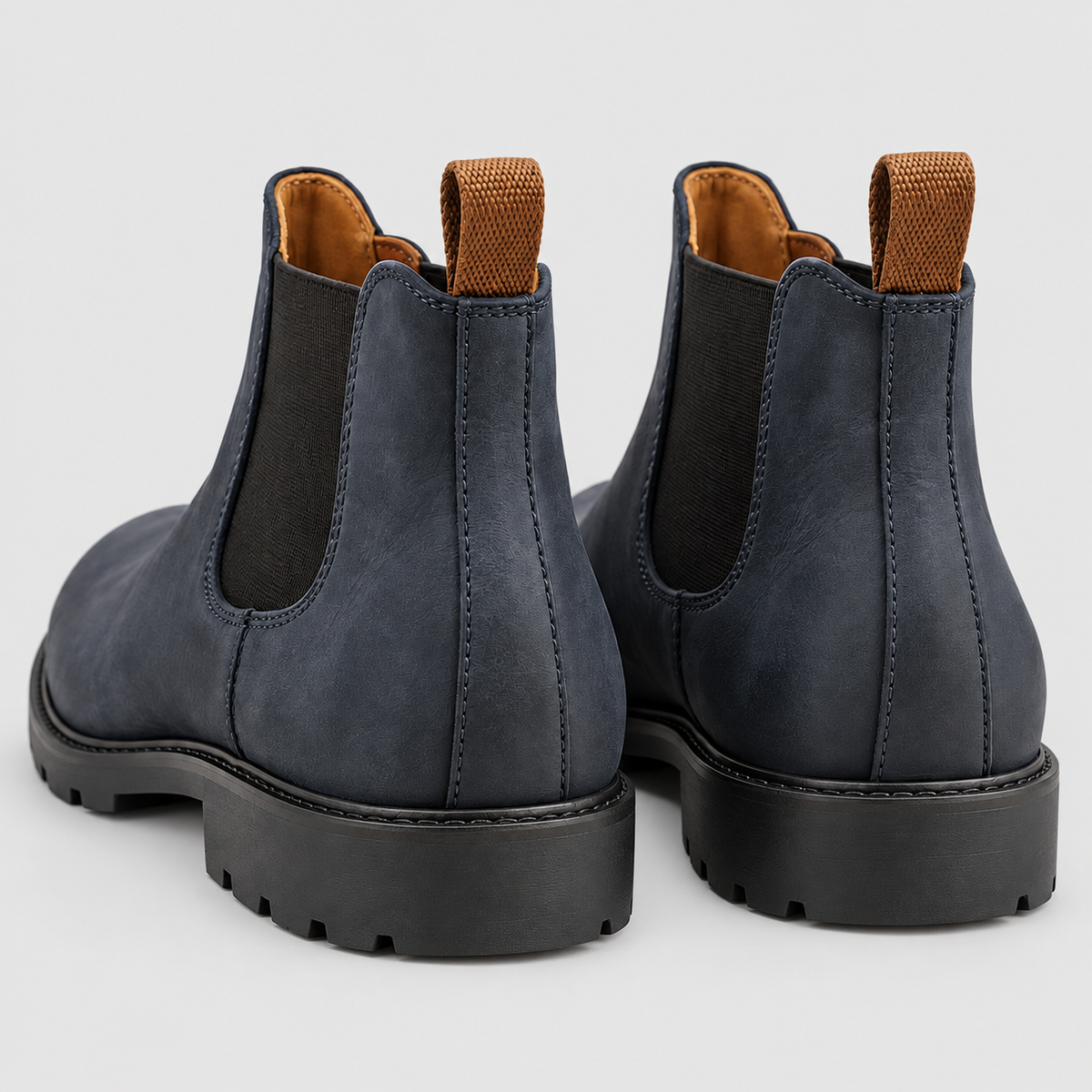 Men's Faux Leather Chelsea Boots with Pull Tabs and Lug Sole — view 7