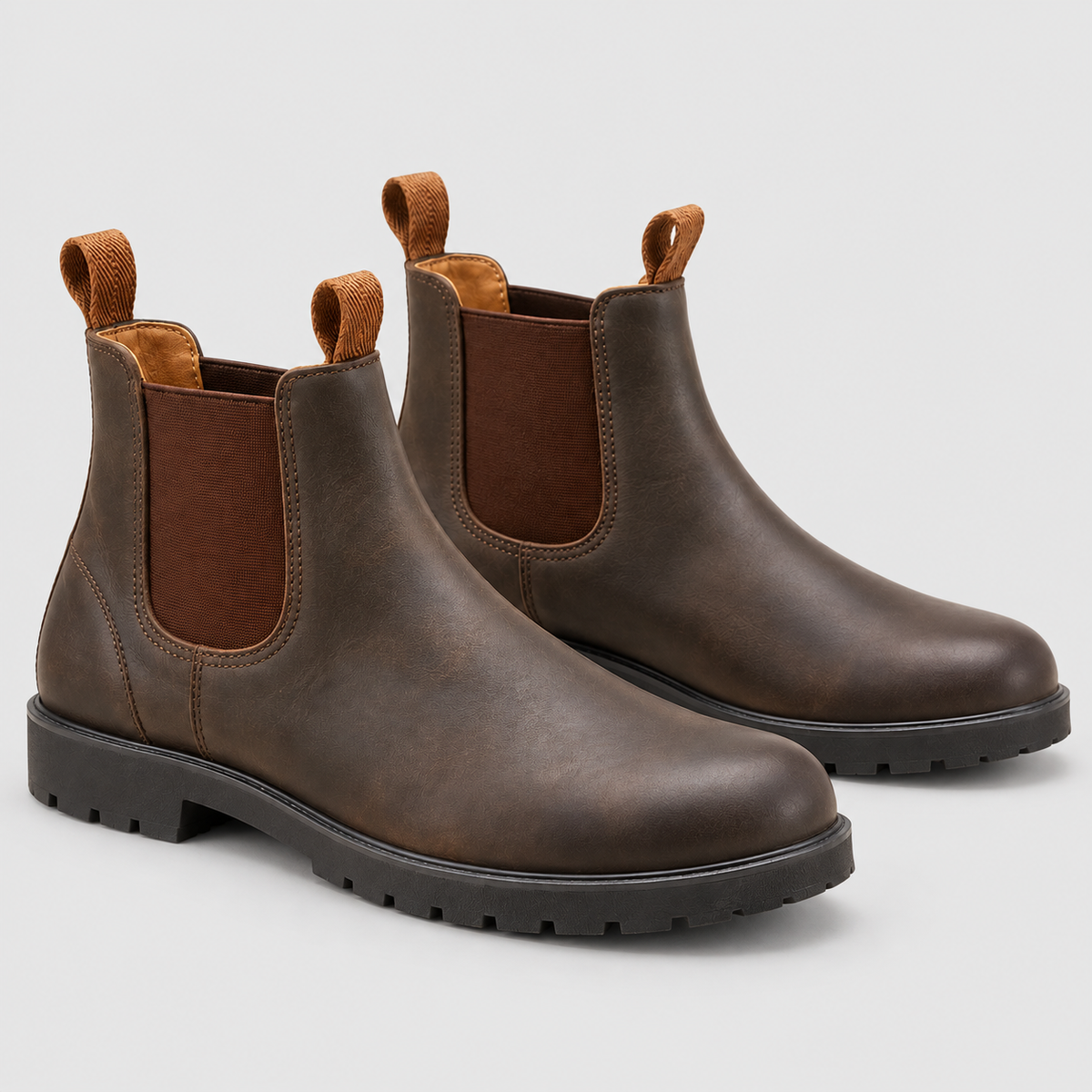 Men's Faux Leather Chelsea Boots with Pull Tabs and Lug Sole — view 8