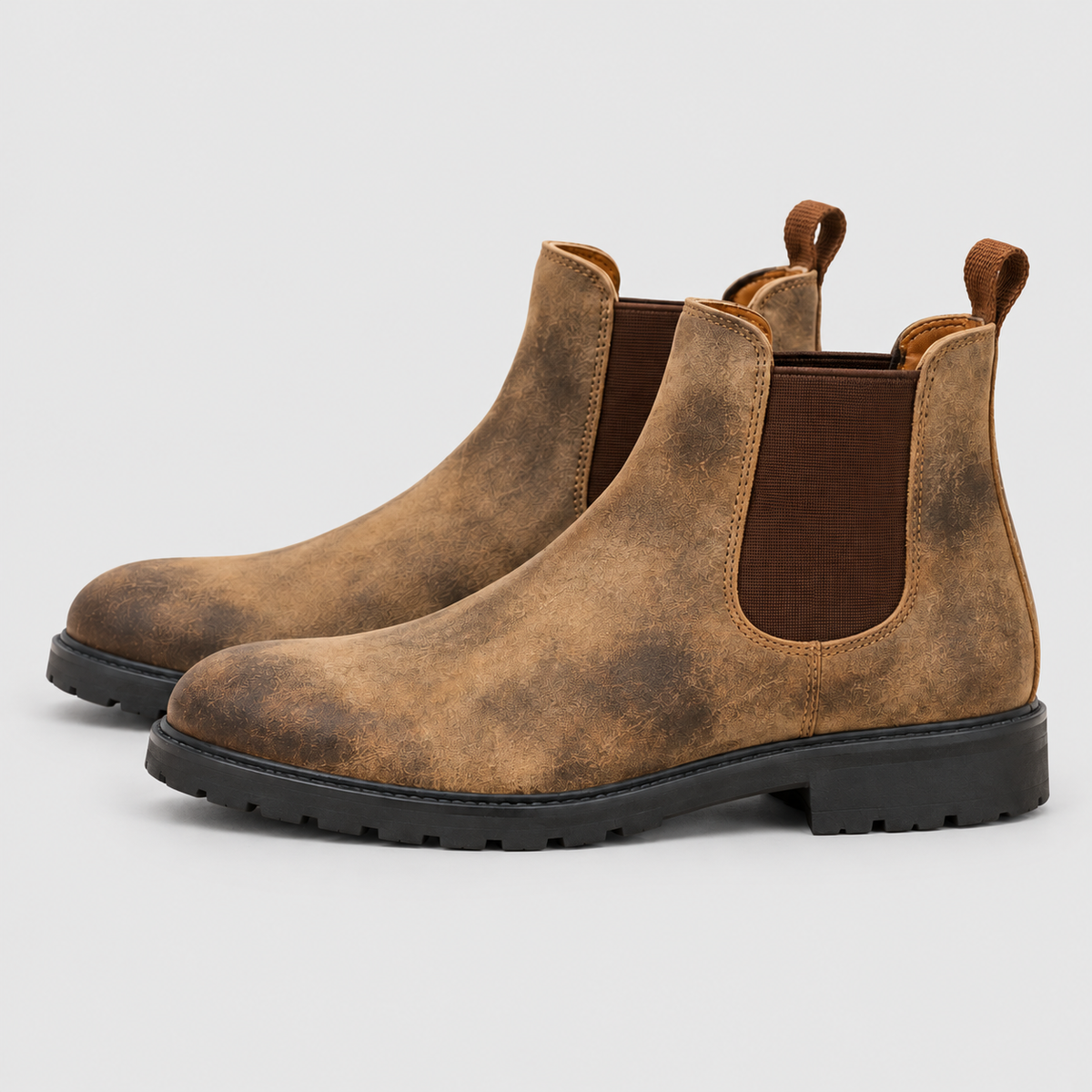 Men's Faux Leather Chelsea Boots with Pull Tabs and Lug Sole — view 11