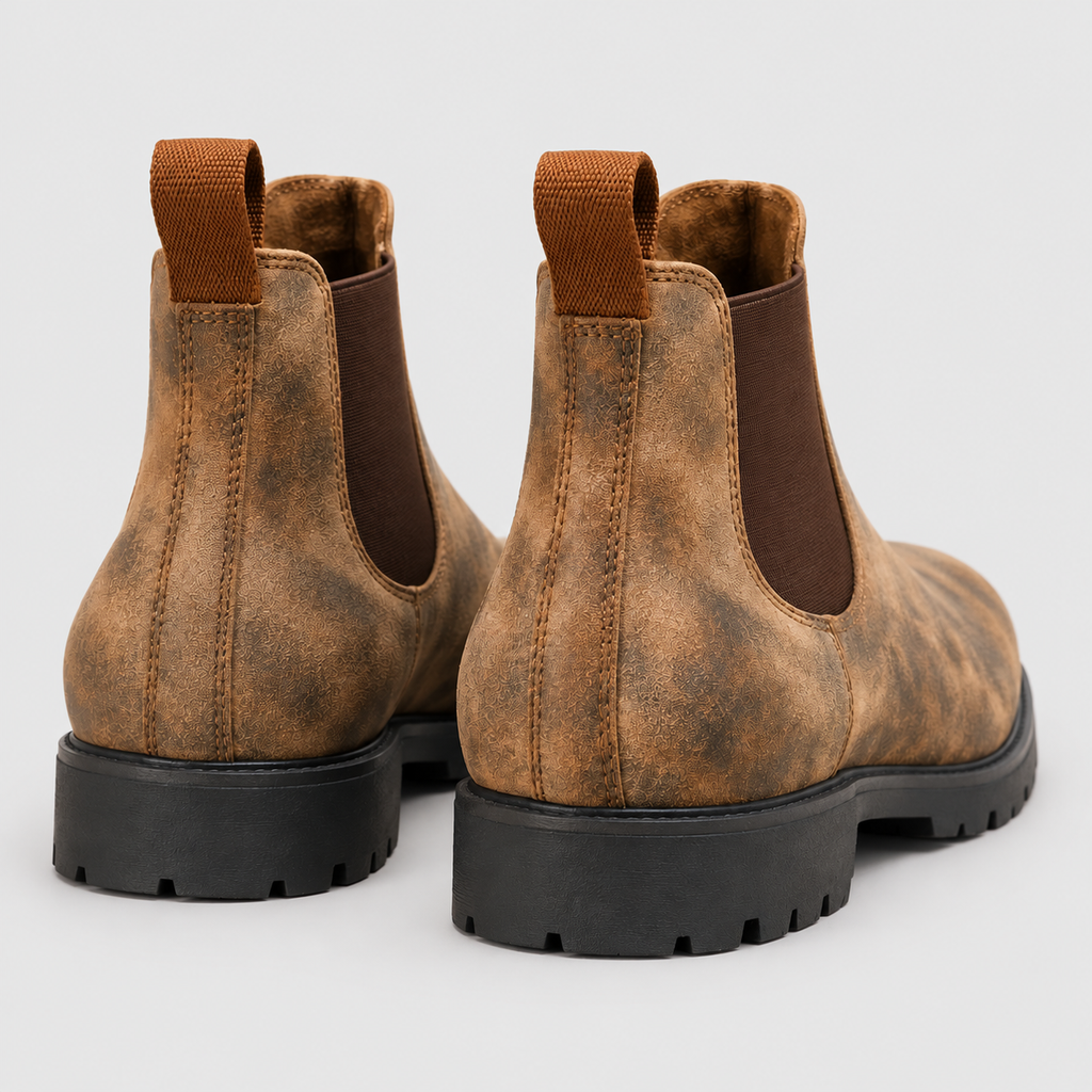 Men's Faux Leather Chelsea Boots with Pull Tabs and Lug Sole — view 12