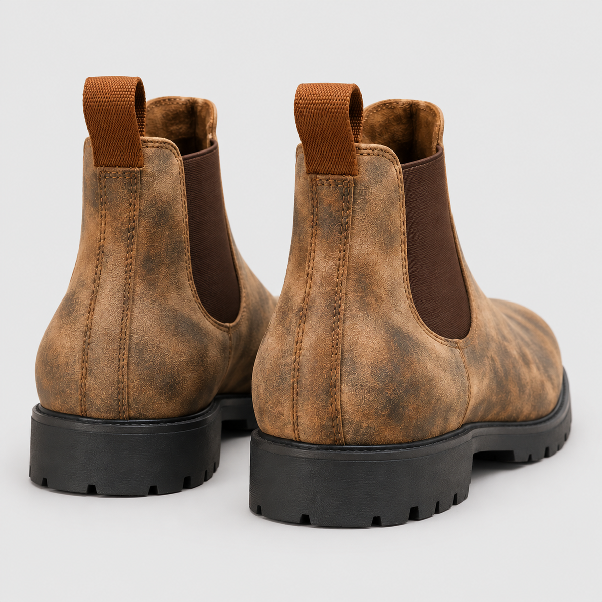 Men's Faux Leather Chelsea Boots with Pull Tabs and Lug Sole — view 12
