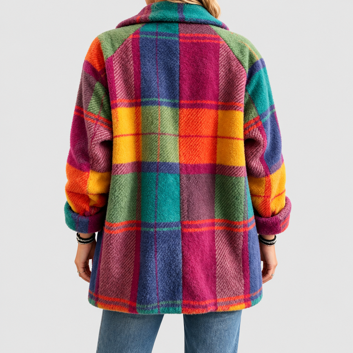 Women's Relaxed Check Fleece Jacket — view 2