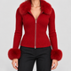 Danica | Women's Ribbed Knit Zip-Up Cardigan with Faux Fur Trim