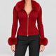 Danica | Women's Ribbed Knit Zip-Up Cardigan with Faux Fur Trim