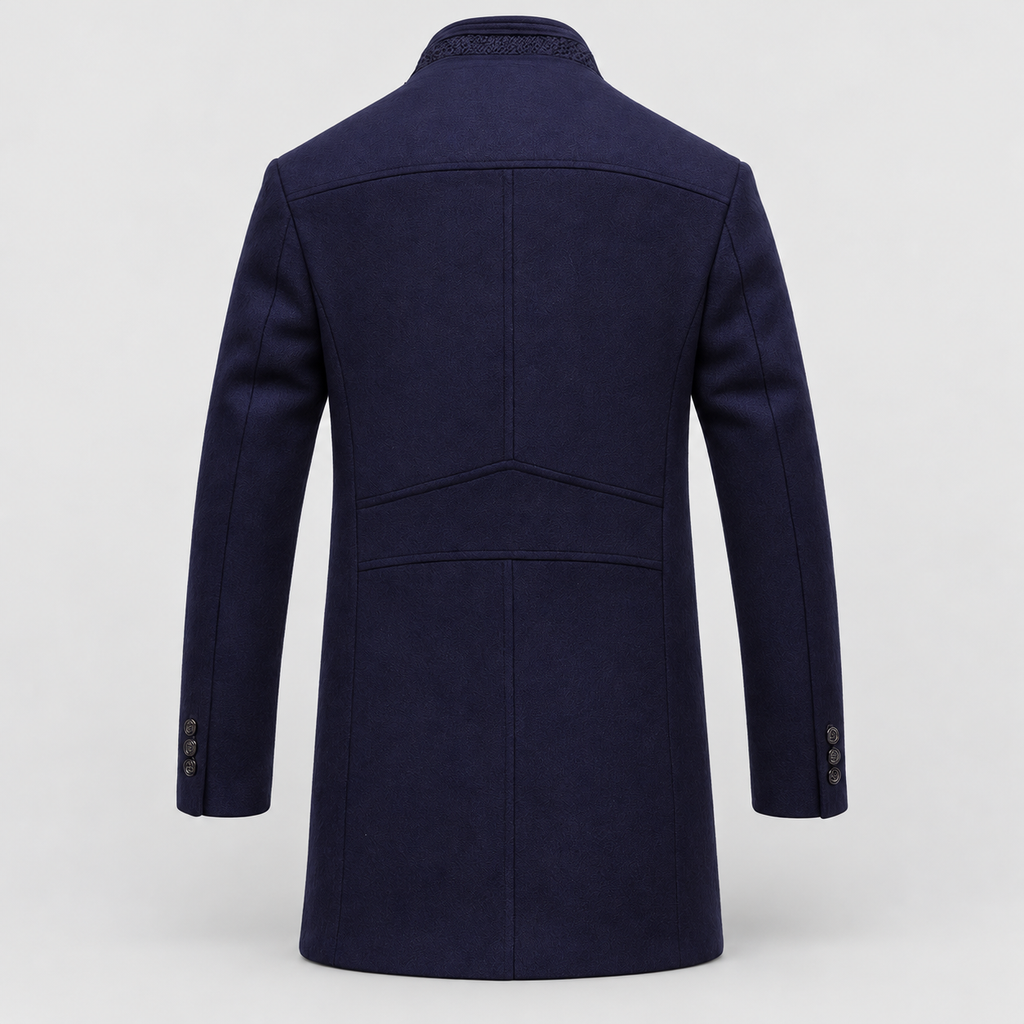 Men's Stand-Collar Overcoat with Contrast Detail — view 2