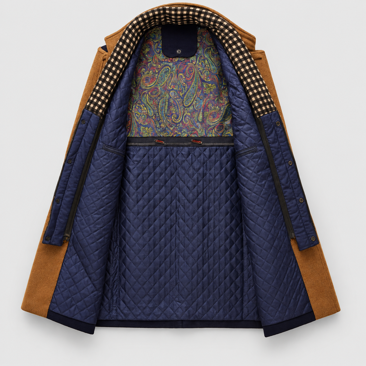 Men's Stand-Collar Overcoat with Contrast Detail — view 6