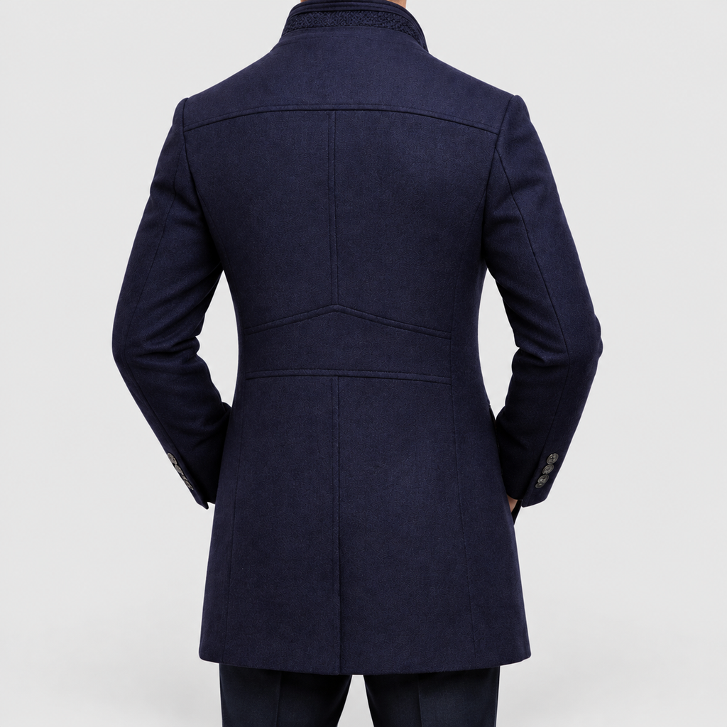 Men's Stand-Collar Overcoat with Contrast Detail — view 13