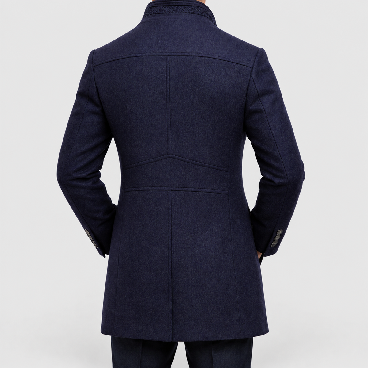 Men's Stand-Collar Overcoat with Contrast Detail — view 13