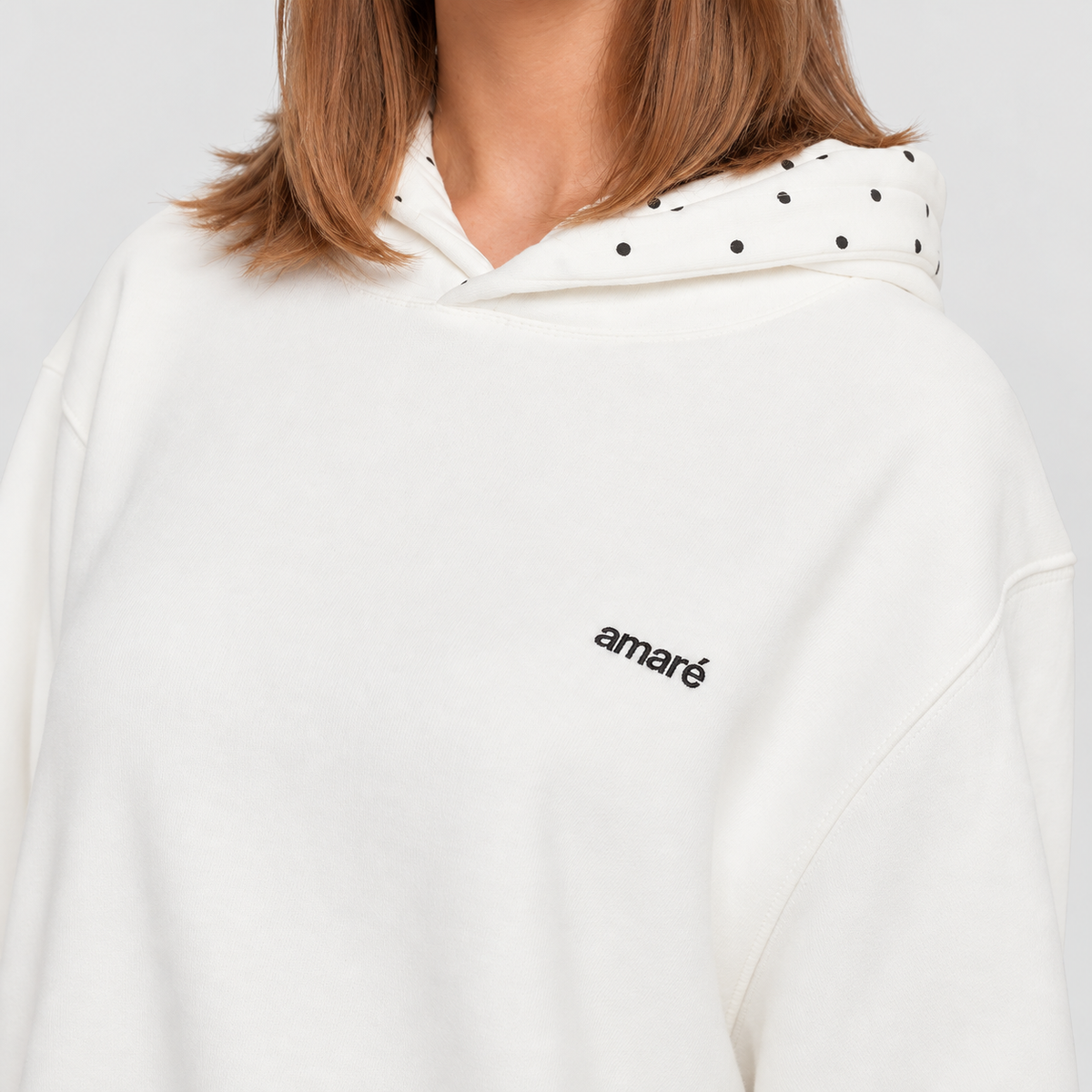 Women's Relaxed Hoodie with Polka Dot Trim — view 3