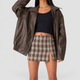 Delphine | Women's Leather-Look Bomber Jacket with Zip Front and Elasticated Waist