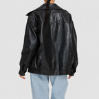 Women's Leather-Look Bomber Jacket with Zip Front and Elasticated Waist — view 6