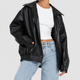 Delphine | Women's Leather-Look Bomber Jacket with Zip Front and Elasticated Waist