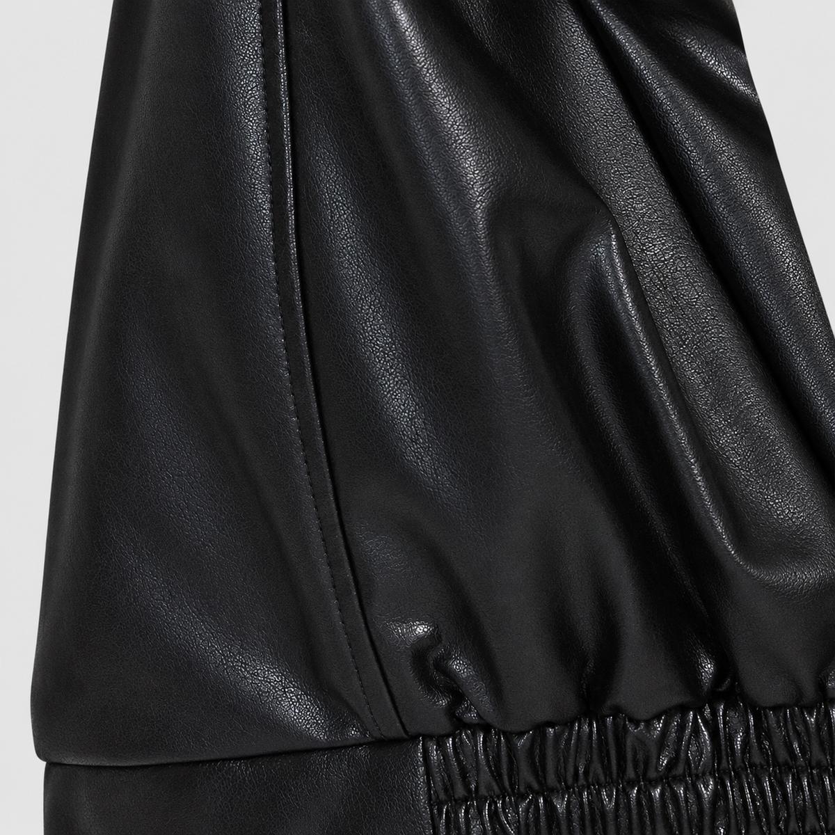 Women's Leather-Look Bomber Jacket with Zip Front and Elasticated Waist — view 9